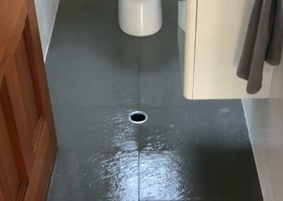 bathroom floor cleaning after huge overflowing mess