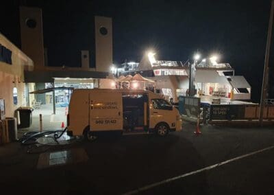 cleaning a ferry