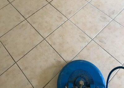 cleaning tiled floor