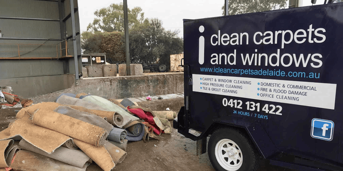 flood affected carpet, removed and disposal