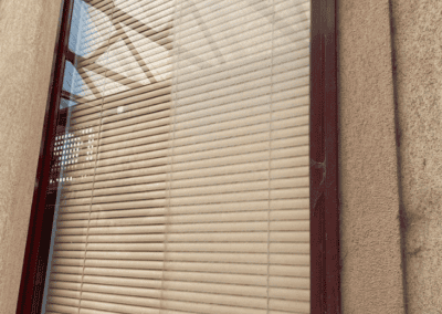 window cleaning in progress, half the window cleaned and half not