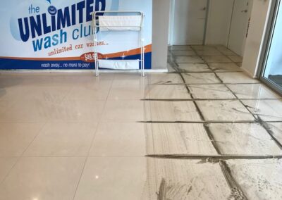 grout cleaning in progress